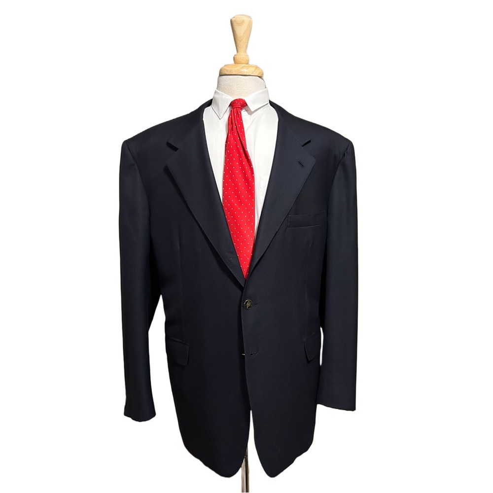 LUXE Brioni Logo Buttons Hopsack Blazer Wool Jacket Navy Blue 50R/50L Sport Coat